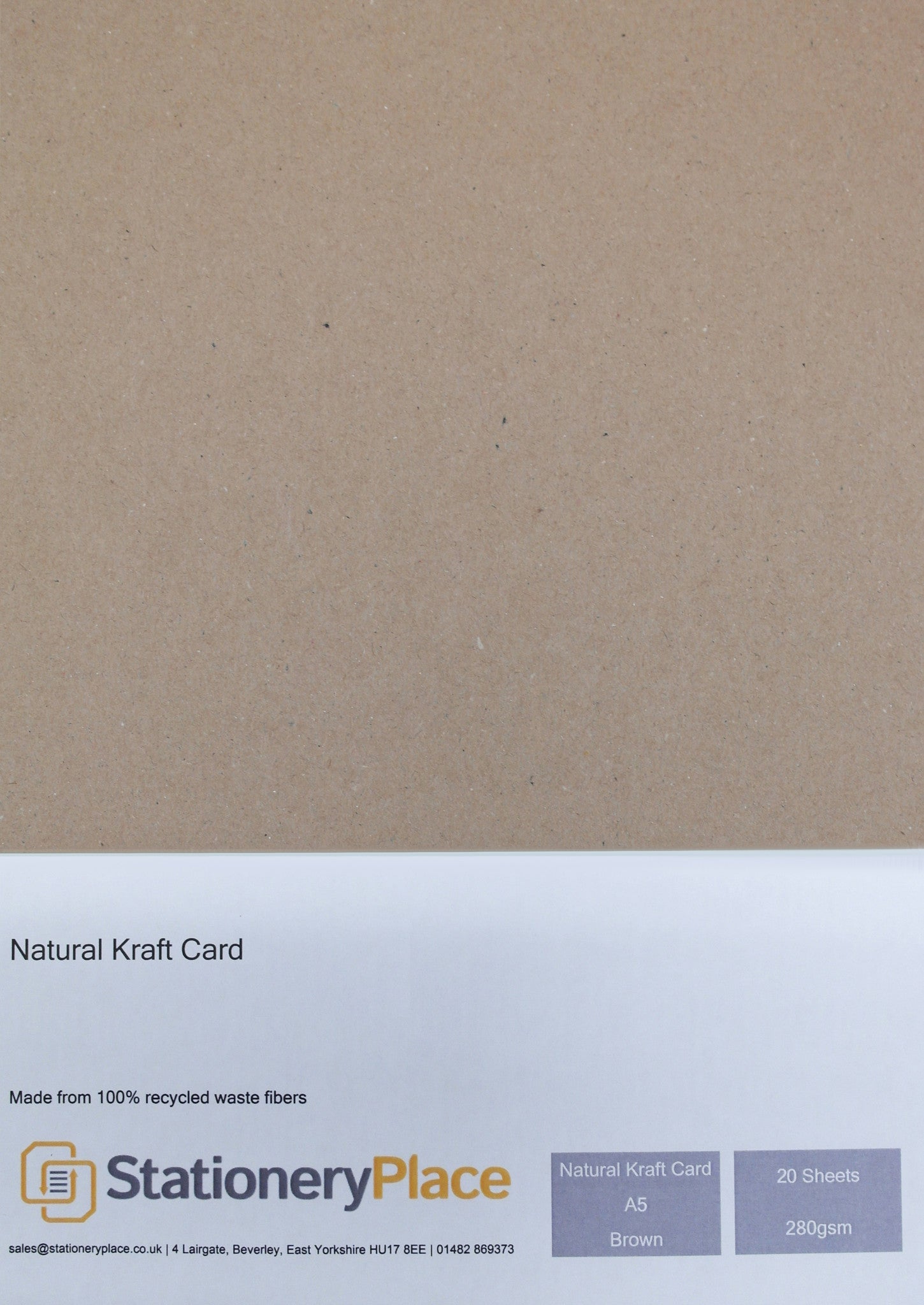 Brown A5 Card - Recycled Kraft Card 20 Pack 280GSM